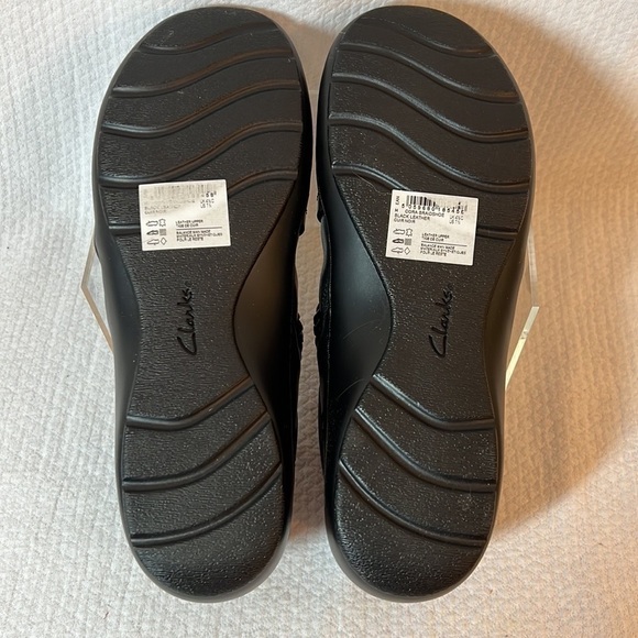 Clarks Black Leather Cora Braid Shoe Slip On Clog Loafer size 7 NARROW - Picture 6 of 9
